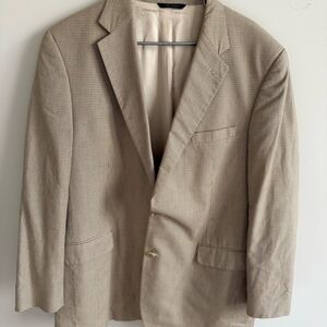 Brooks Brothers 346 Khaki Plaid Mens Blazer Size 44 Long
